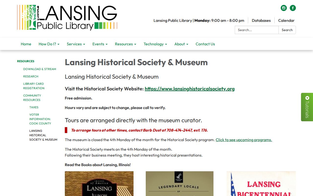 Lansing Historical Society museum and local history resources