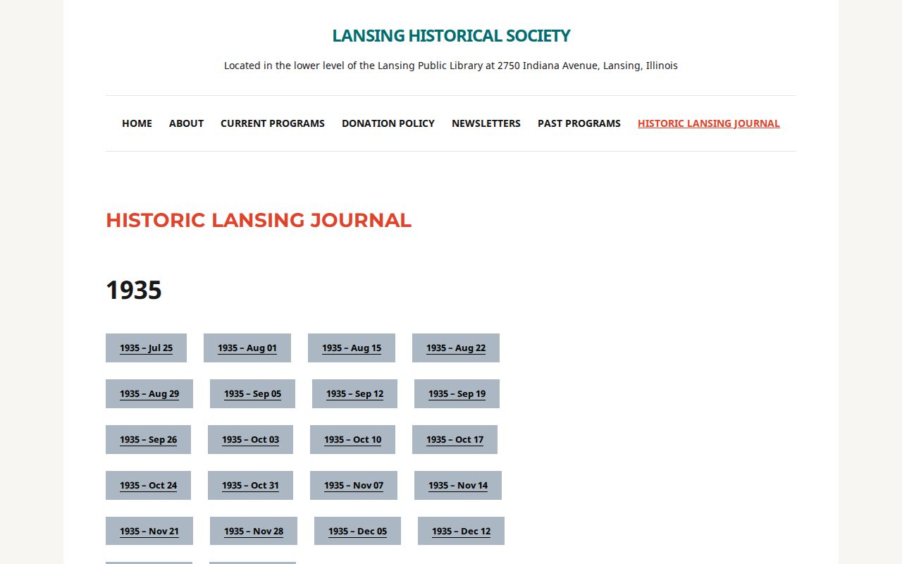 Lansing Historical Society digitized Historic Lansing Journal documents