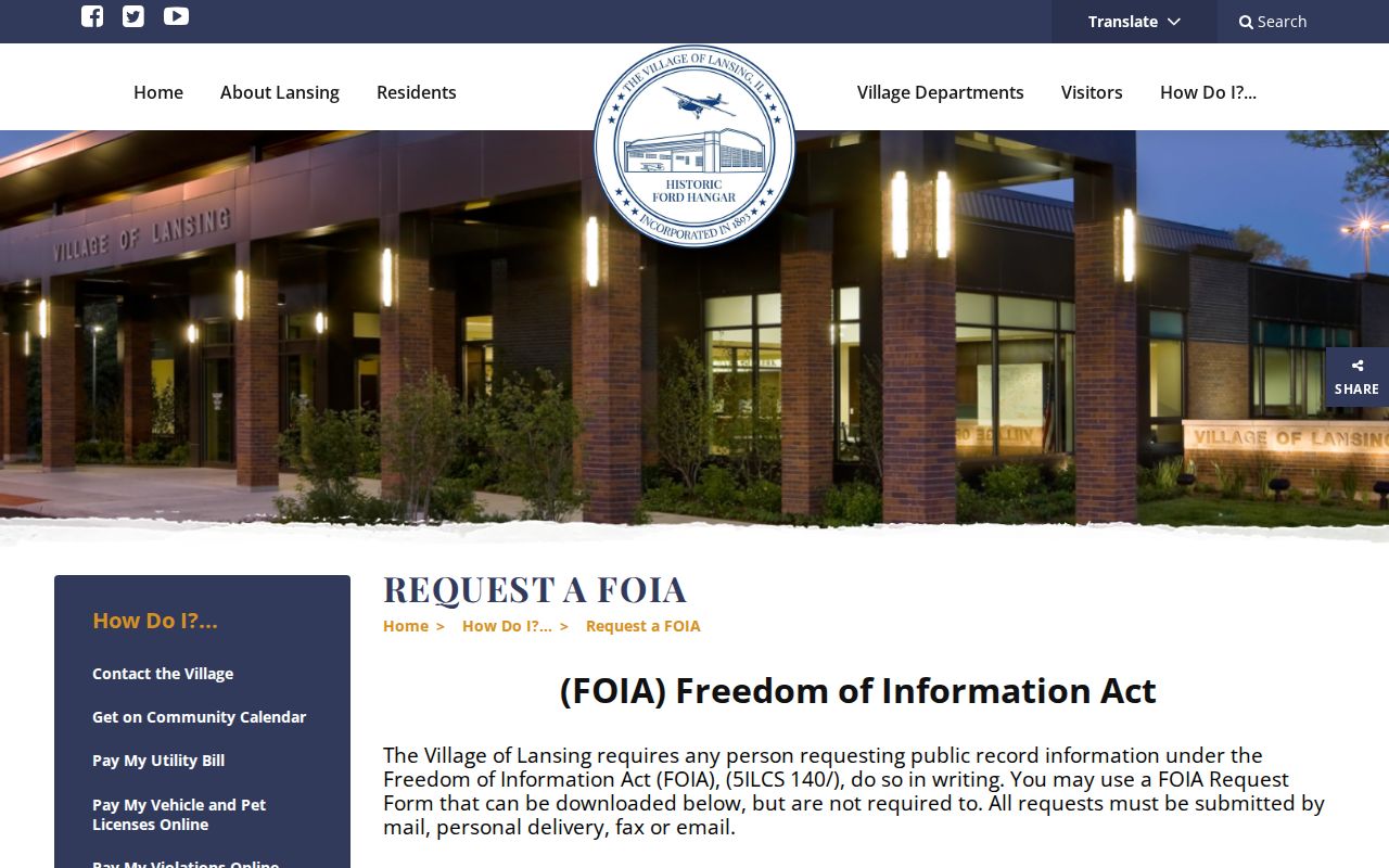 Lansing residents directory FOIA instructions
